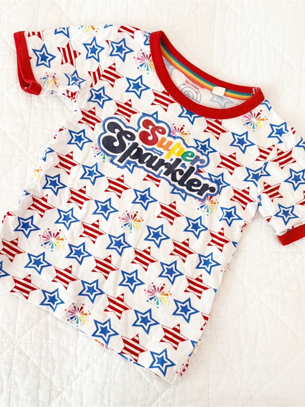 Little Bird Kids 2/3 "Super Sparkler" Red & Blue Star Tee Shirt